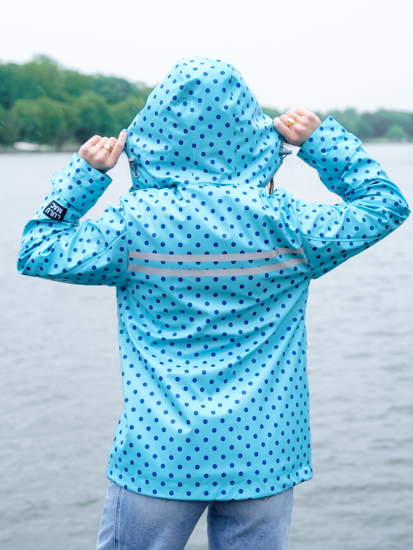Lulu Mac Polka Dot Long Sleeve Zip Up Hooded Jacket