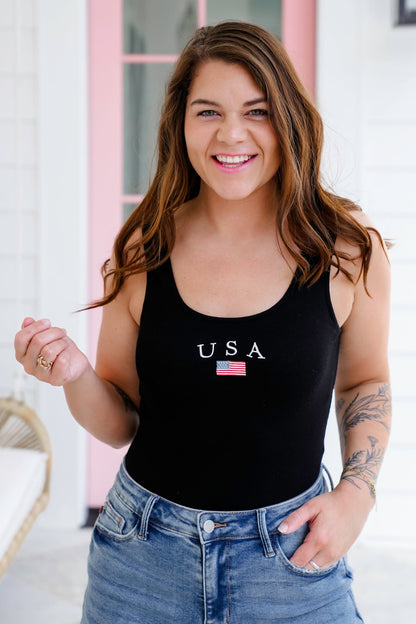 Sleeveless U-Neck "USA" Bodysuit