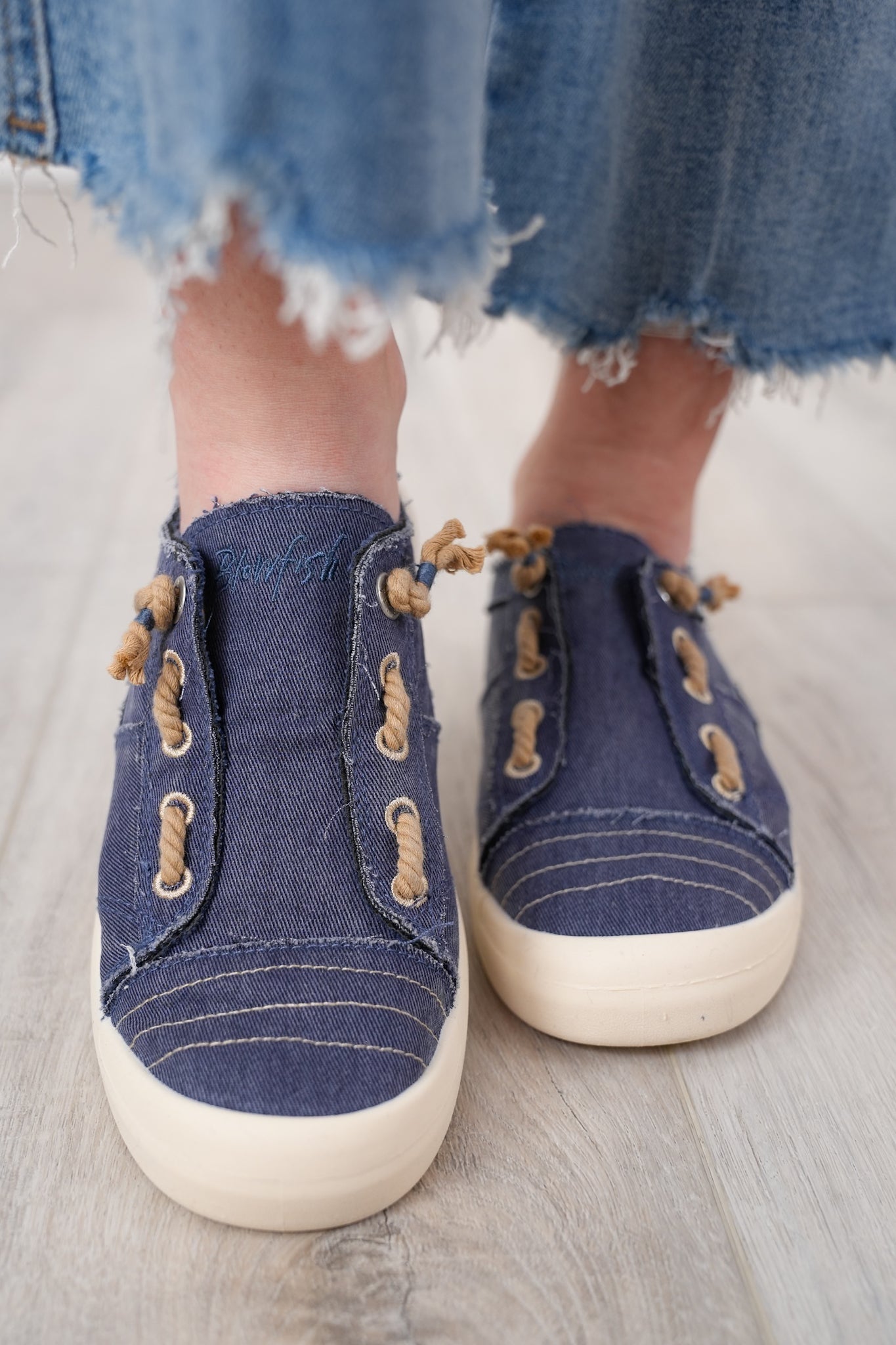 Blowfish Stitch Accent Sneakers with Distressed Edges