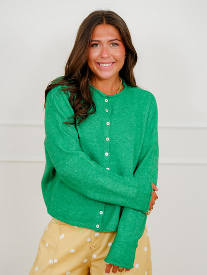 Solid Long Sleeve Button Down Cardigan