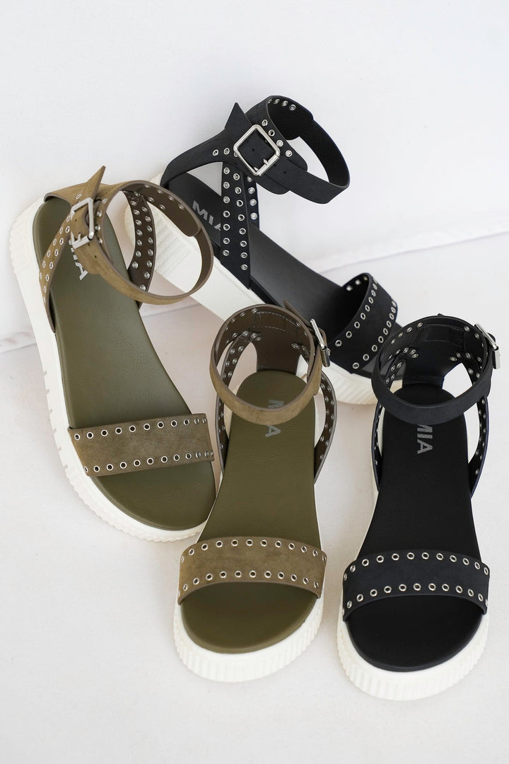 MIA Platform Sandal with Ankle Strap and Studded Detailing