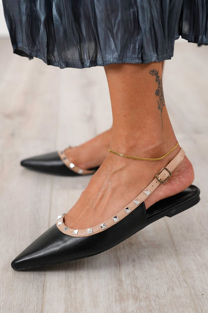 Restock! Studded Slingback Flat with Adjustable Ankle Strap