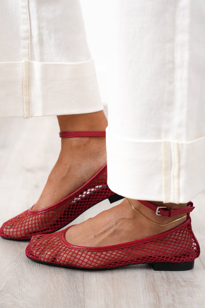 MIA Chic Mesh Flats with Ankle Strap
