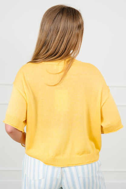 Short Sleeve Sweater with Reverse Seams