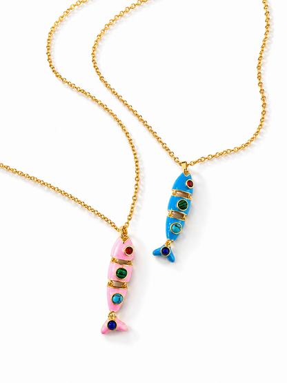 The Sardinia Crystal Pave Fish Necklace