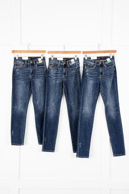 Judy Blue Meant To Be Mid Rise Dark Wash Multiple Inseam Relaxed Fit Jeans