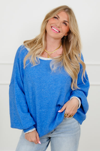 Long Sleeve Pullover Sweater with Reverse Seams