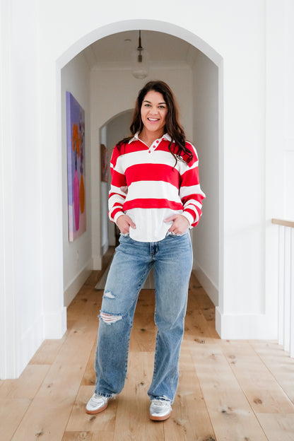 Judy Blue Mid Rise Medium Wash Rigid Magic Distressed 90's Straight Leg Jeans