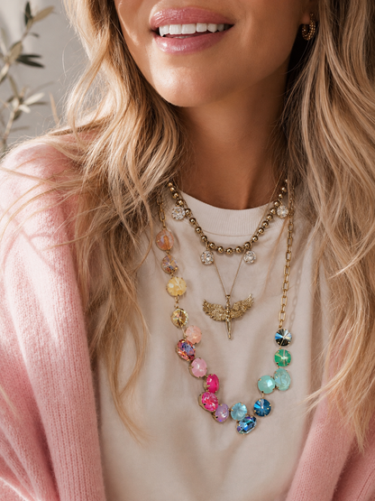 TOVA Ginger Crystal Gold Link Necklace In Electric Fairy