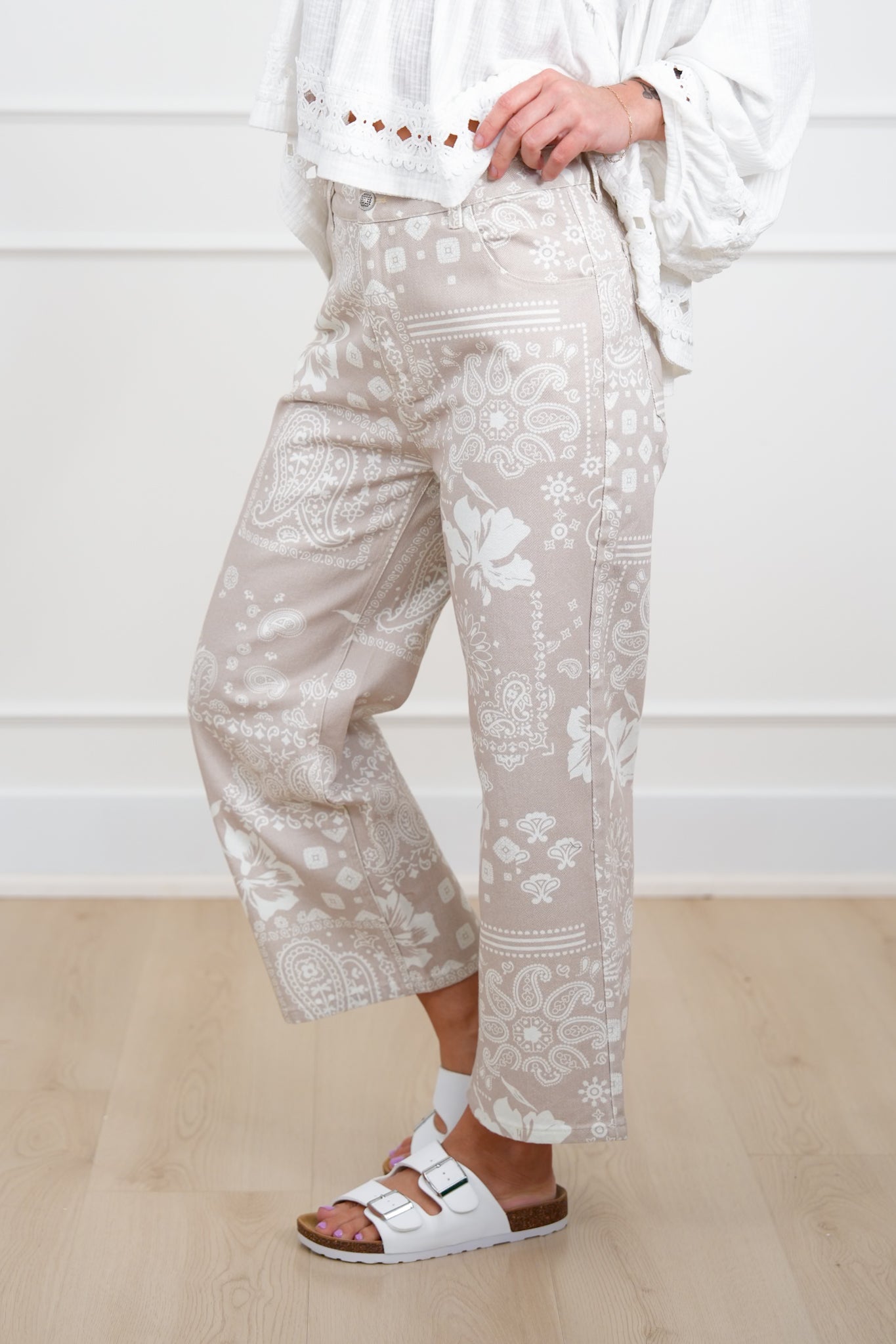Multi Print Mid Rise Twill Pants