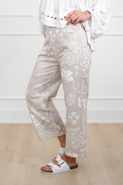 Multi Print Mid Rise Twill Pants