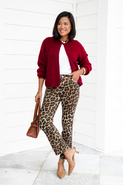 Lovervet High Rise Leopard Kick Flare Jeans