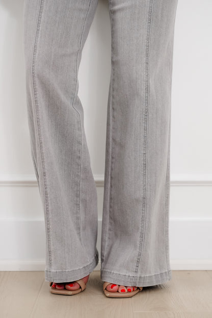 Judy Blue The Anastasia Multi Inseam High Rise Grey Retro Wide Leg Jeans