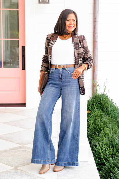 Mica High Rise Medium Wash Wide Leg Jeans