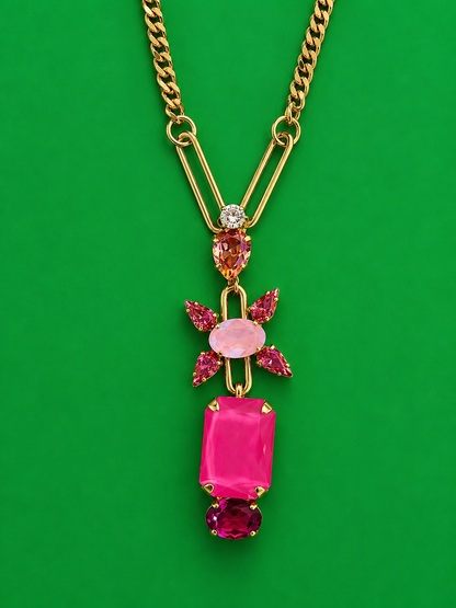 TOVA Sylwen Antique Gold Crystal Pendant Necklace