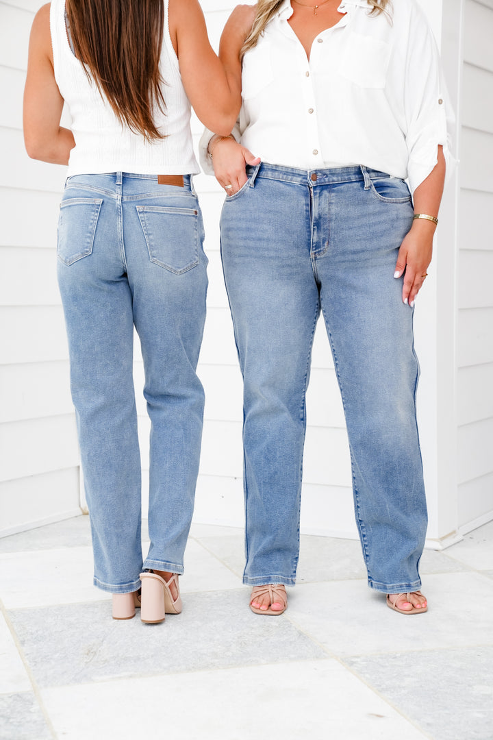 Judy Blue High Rise Medium Wash Vintage Straight Leg Jeans