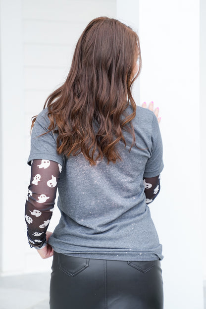 Plus/Reg Short Sleeve Ghost Kitty "Boo" Graphic Tee