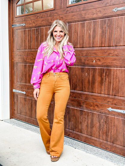 Judy Blue Goldilocks Marigold High Rise Tummy Control Flare Jeans