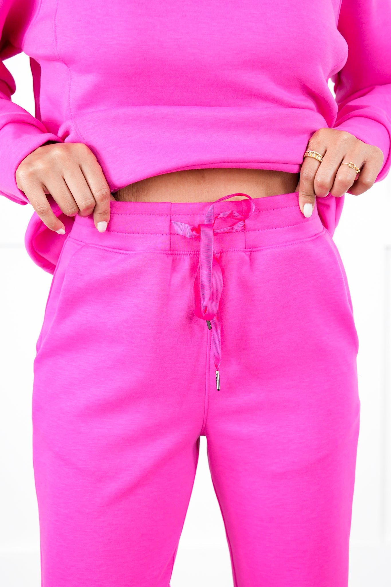 Door Buster! Plus/Reg Elastic Waist Scuba Knit Joggers with Ribbon Drawstring