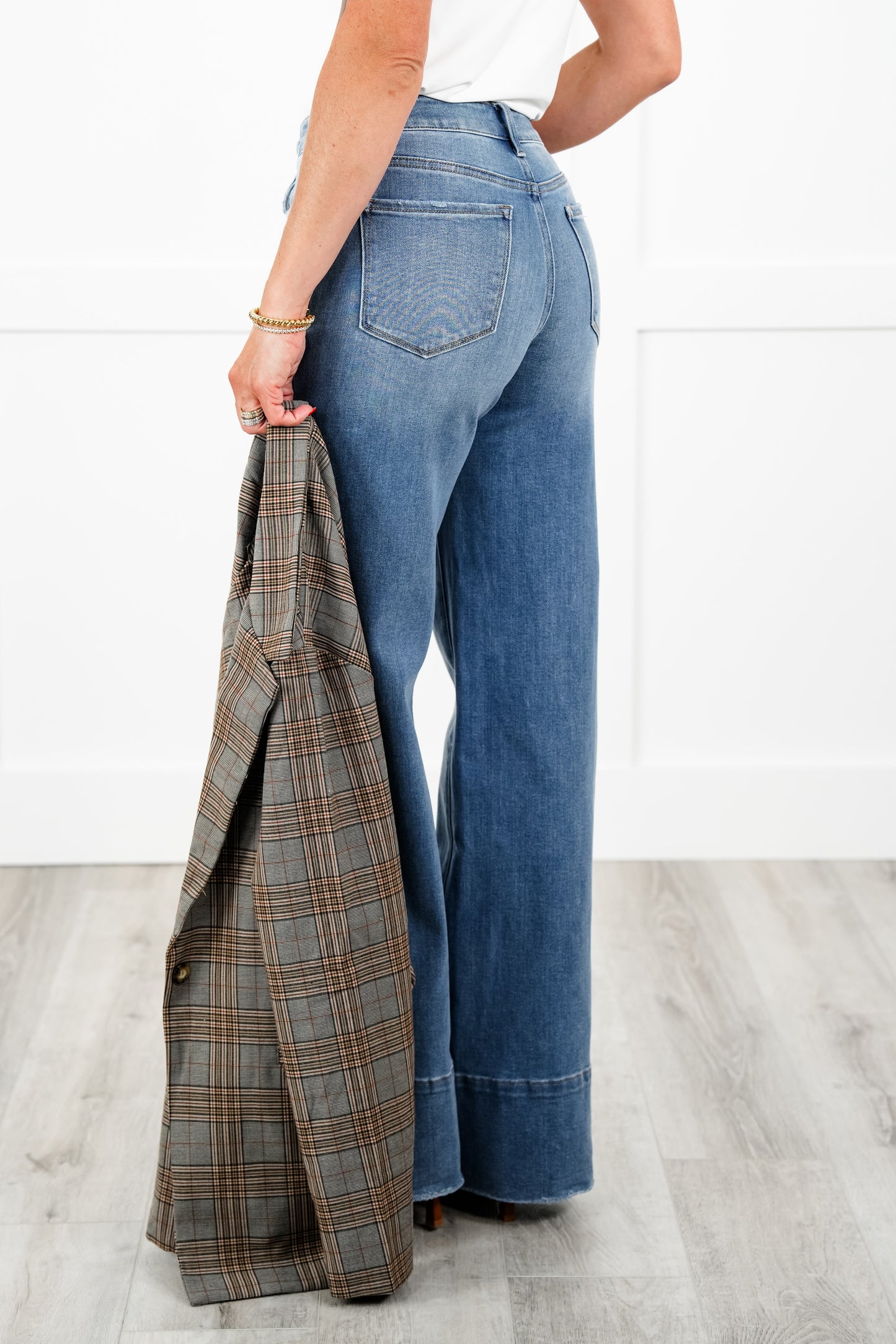Vervet High Rise Medium Wash A Line Wide Leg Jeans