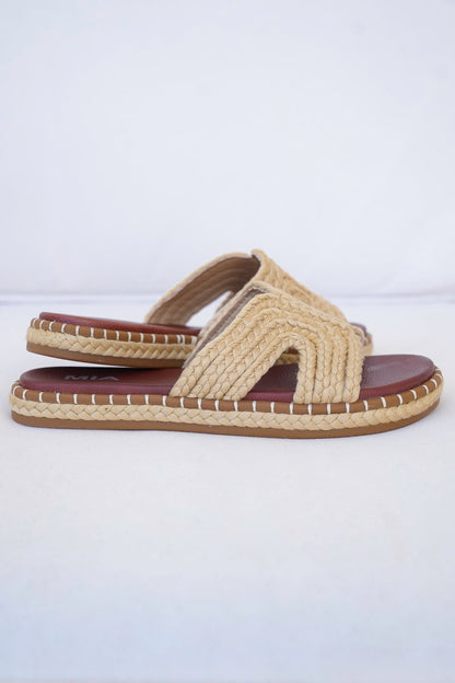 MIA Braided Raffia Slide Sandal