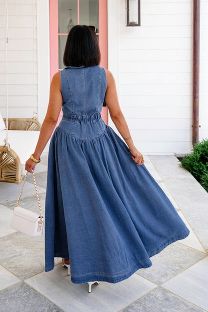 Sleeveless Button Down Midi Dress