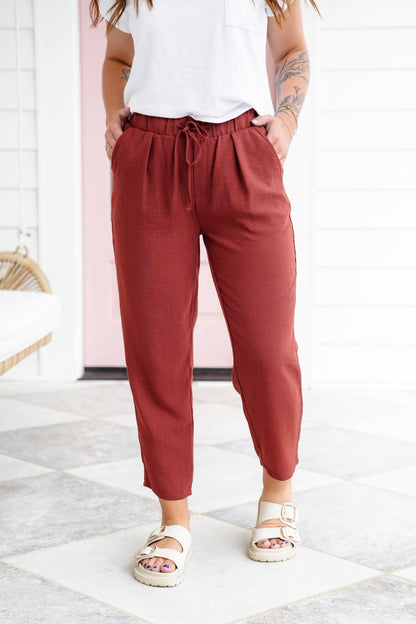 Door Buster! Zenana Woven Crepe Drawstring Elasticband Waist Pants