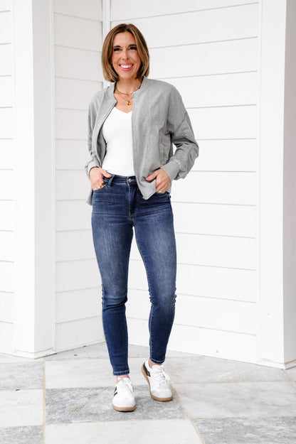 Judy Blue Mid Rise Dark Wash Thermal Skinny Jeans