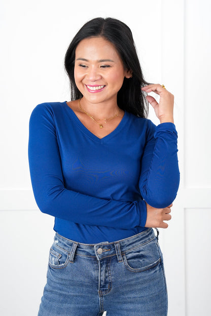 Door Buster! Plus/Reg Zenana Microfiber Long Sleeve V-Neck Tee