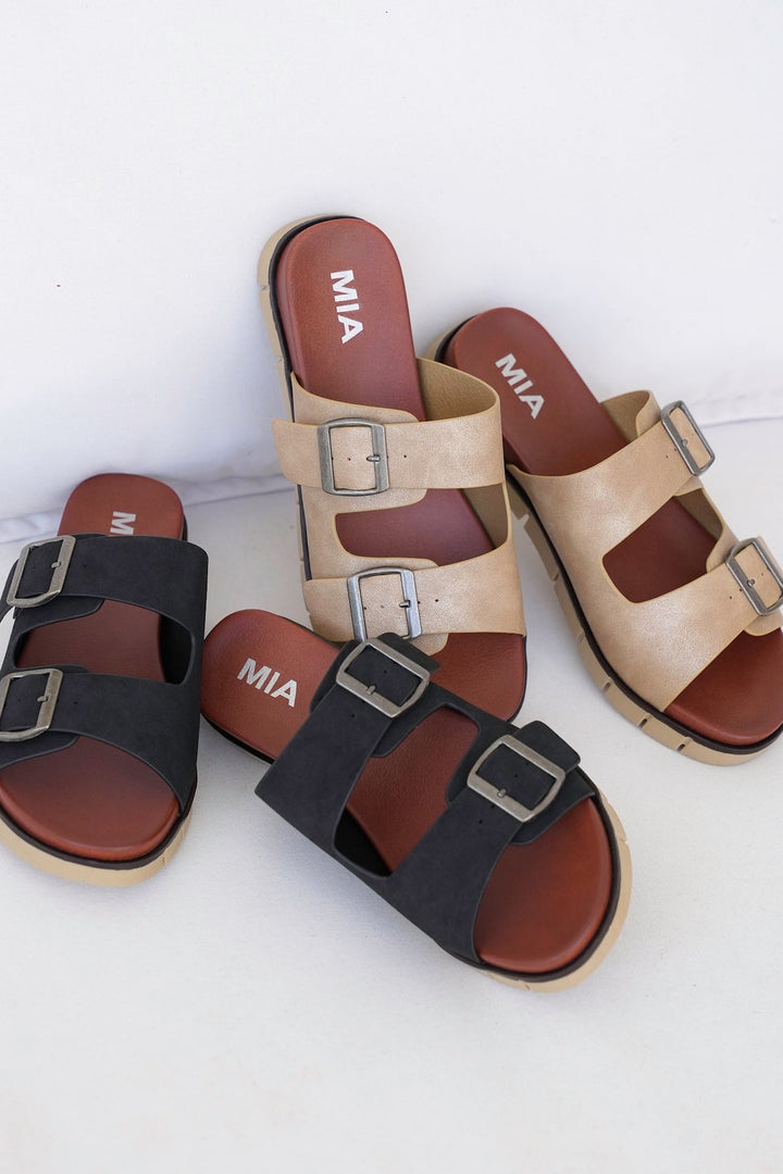 MIA Adjustable Double Buckle Slip On Sandal