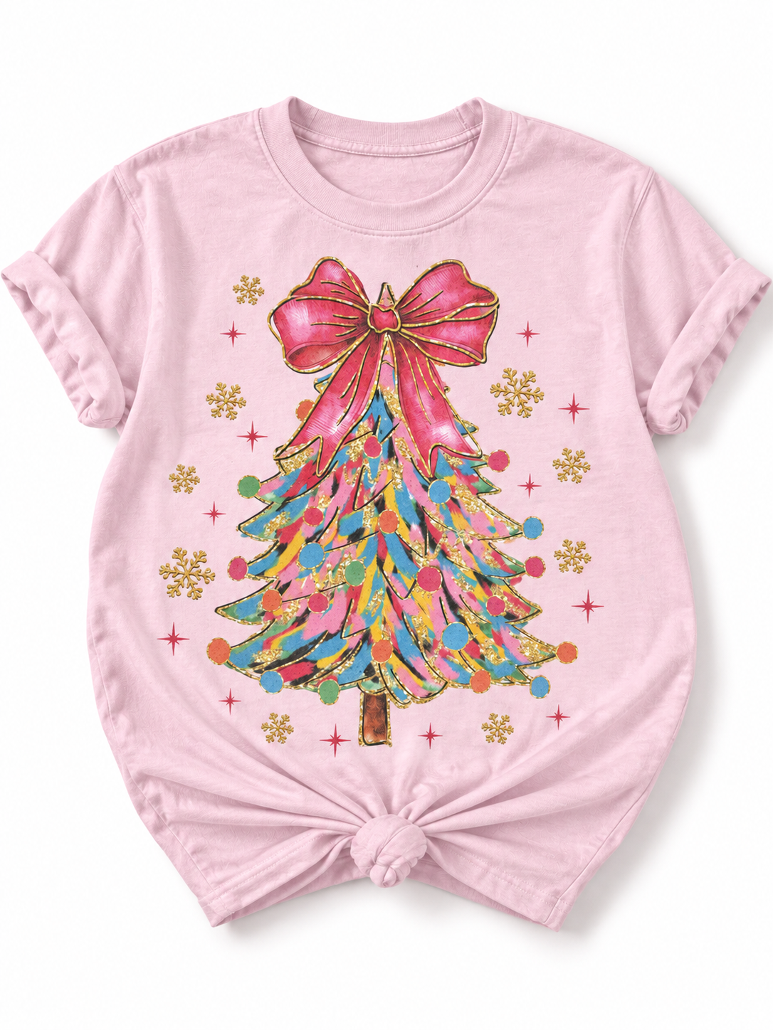 Plus/Reg Short Sleeve Vintage Christmas Tree Graphic Tee