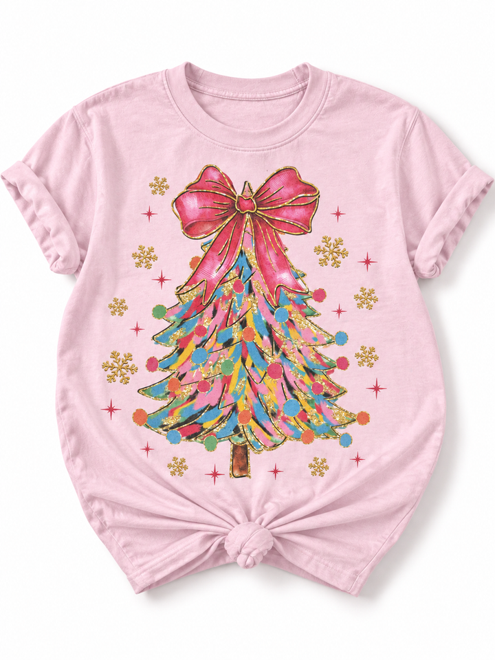 Plus/Reg Short Sleeve Vintage Christmas Tree Graphic Tee