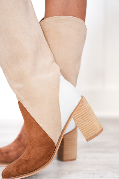 Tri Tone Tall Boot with Block Heel