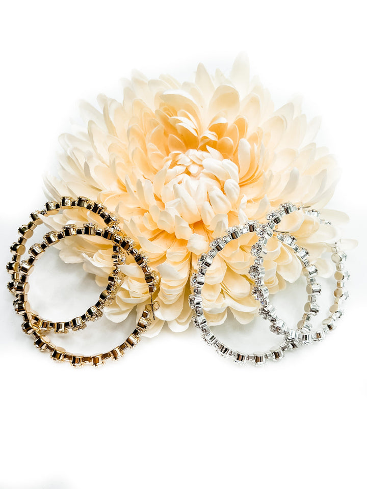 Love, Poppy Bling Crystal Paved Hoop Earring (Multiple Colors)