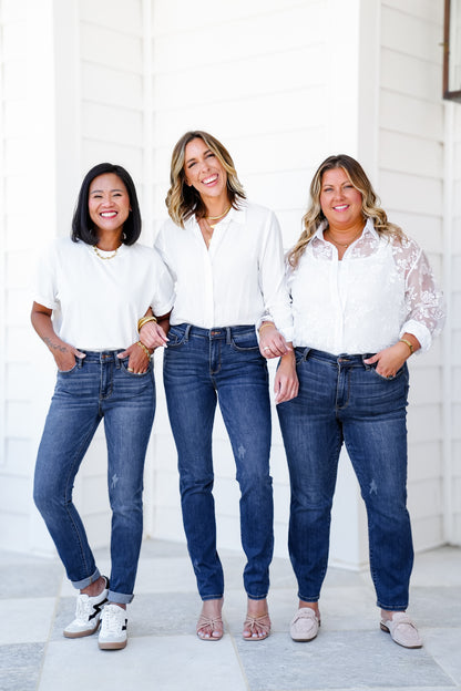 Judy Blue Meant To Be Mid Rise Dark Wash Multiple Inseam Relaxed Fit Jeans