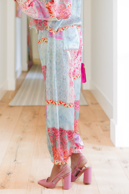 POL Multi Print Elastic Waist Relaxed Joggers