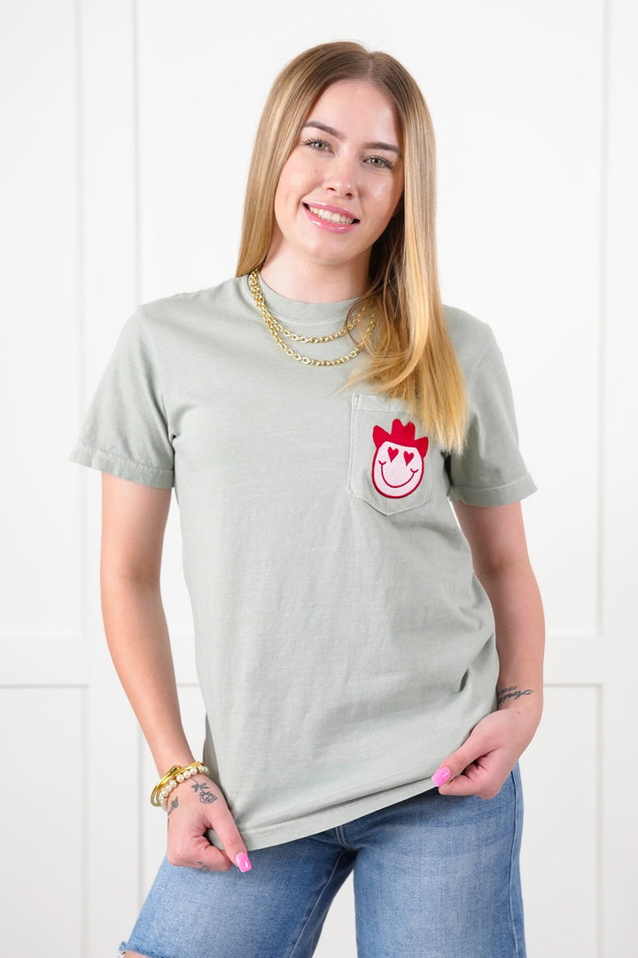 Plus/Reg Short Sleeve Smiley Cowboy Graphic Tee