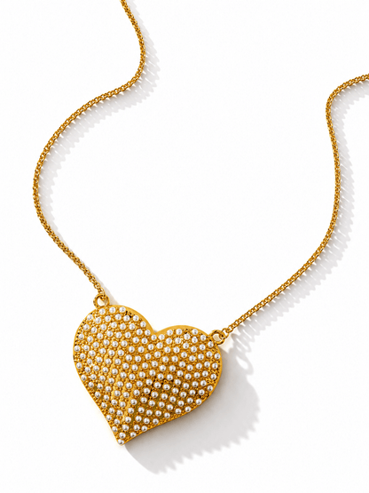 Treasure Jewels Pearl Queen Heart Pendant Necklace - Freckled Poppy