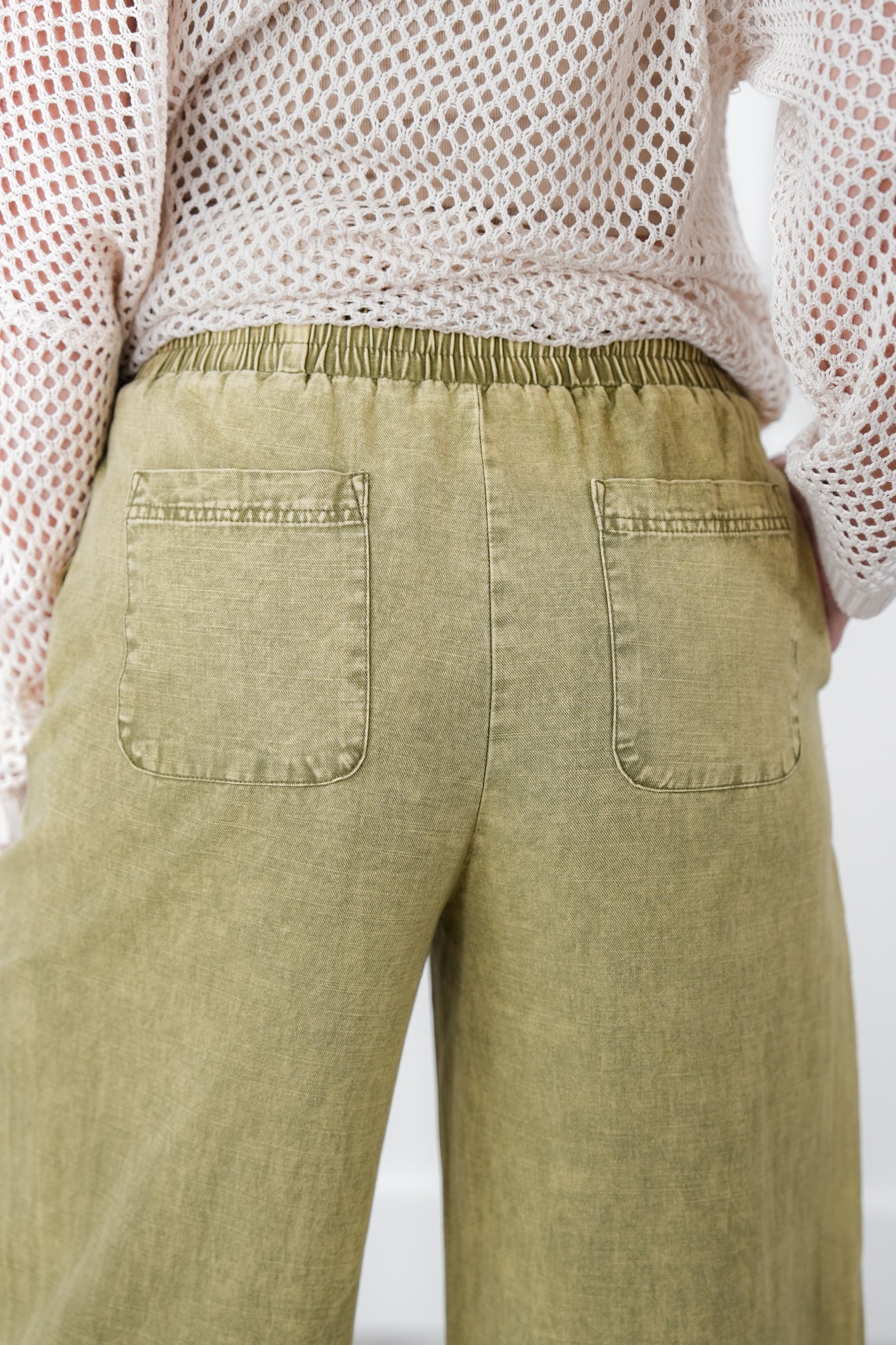 Mineral Wash Elastic Waist Wide Leg Pants (Multiple Colors)