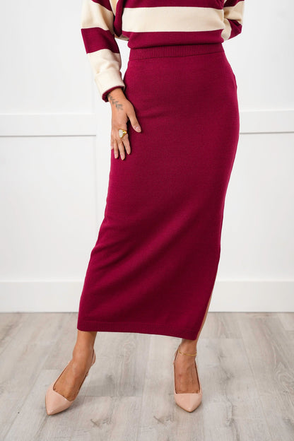 Stripe Long Sleeve Sweater and Pencil Skirt Set