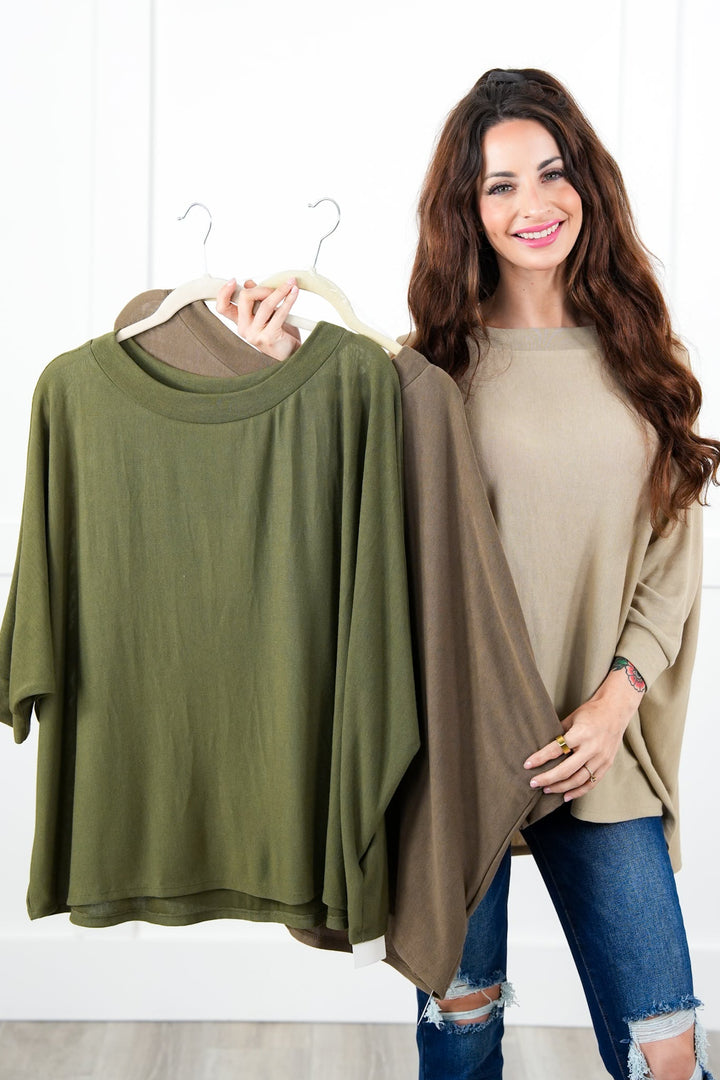 Door Buster! Plus/Reg Knit 3/4 Dolman Sleeve Round Neck Top
