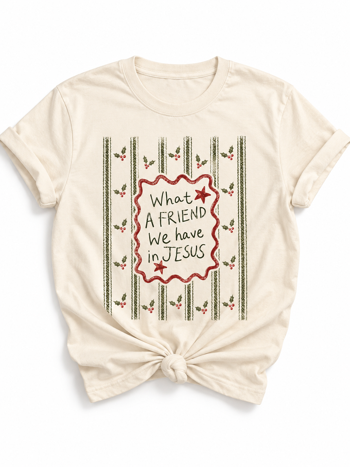 Plus/Reg Short Sleeve "What A Friend We Have In Jesus" Christmas Graphic Tee