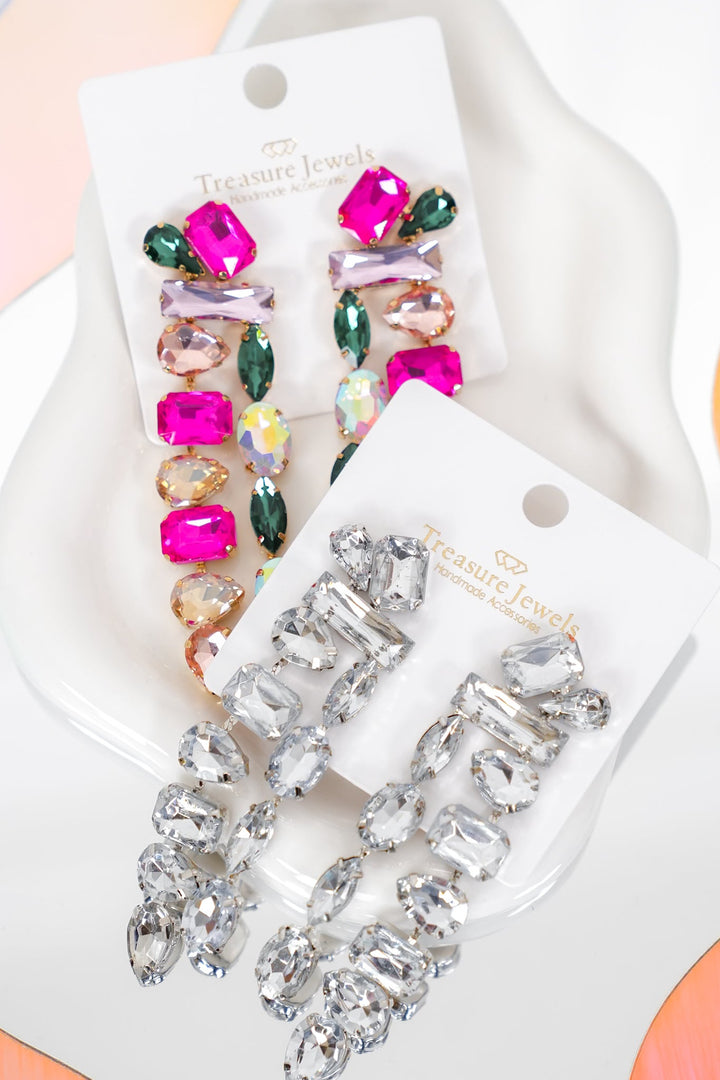 Treasure Jewels Gemstone Rain Drop Earrings