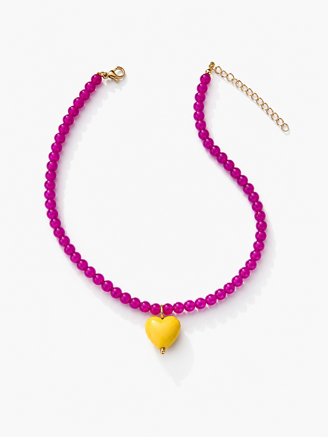 Colorful Beaded Necklace with Heart Pendant