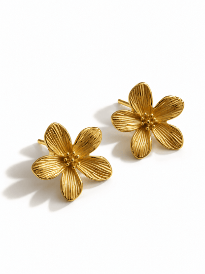 Textured Flower Stud Earrings - Freckled Poppy