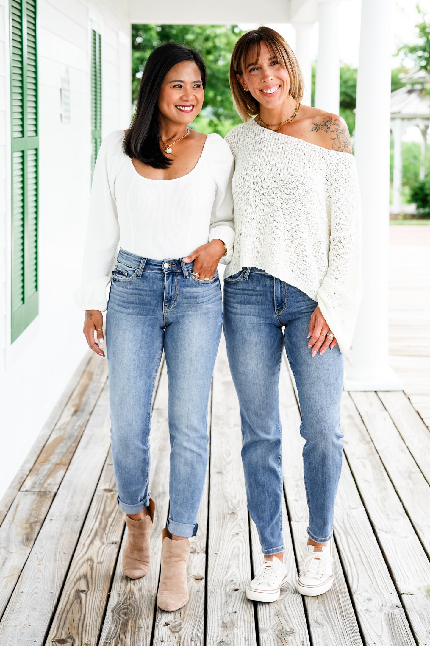 Judy Blue Get to Work Mid Rise Medium Wash Cuffed Slim Jeans