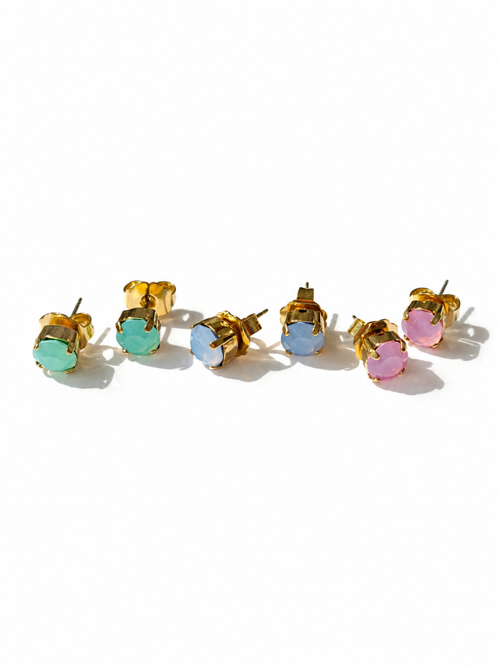 TOVA Oakland Studs Crystal Gold Plated Earrings