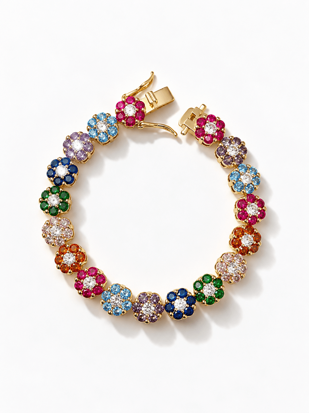 First Blush Crystal Flower Tennis Bracelet - Freckled Poppy