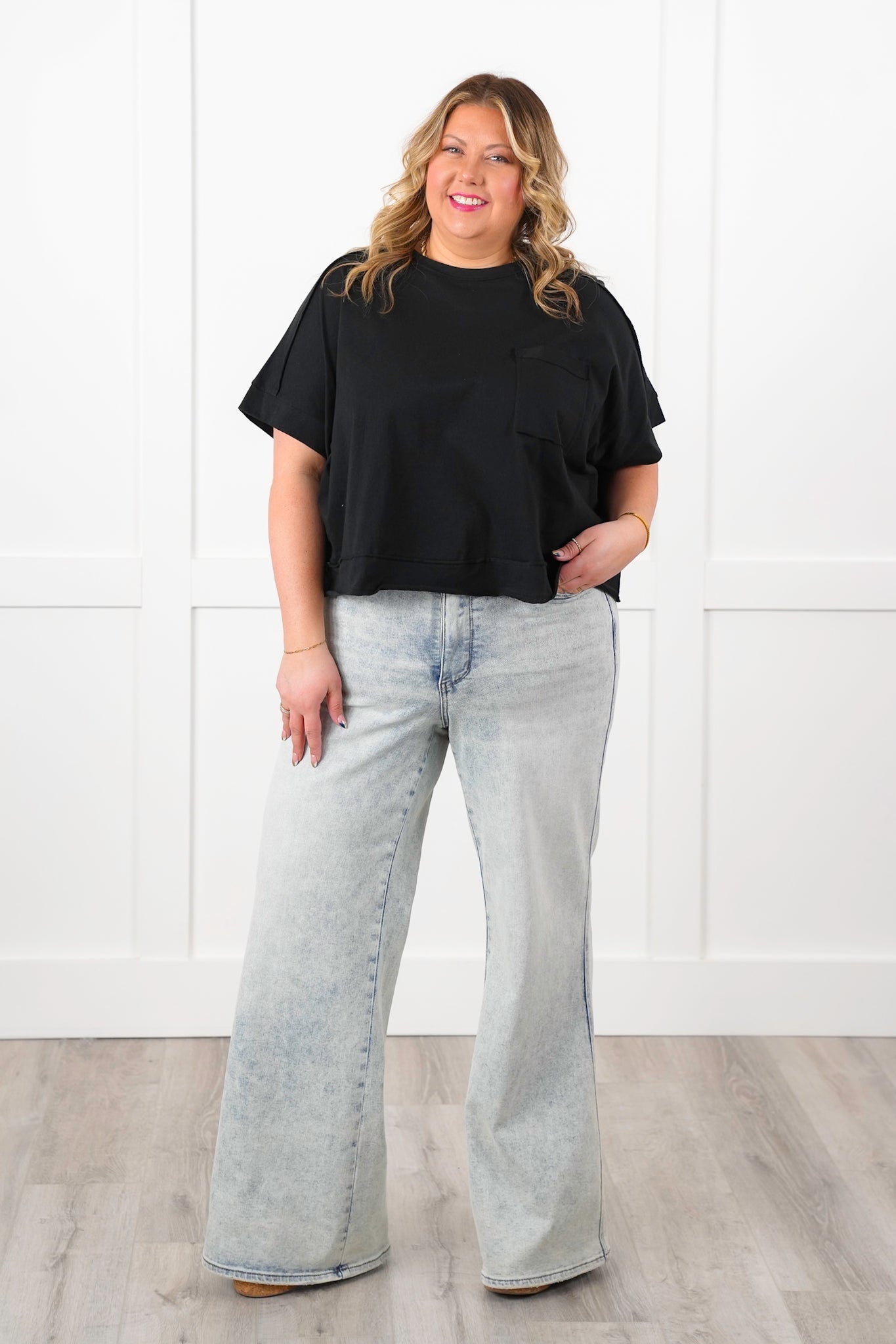 Door Buster! Zenana Oversized Exposed Seam Crop Box Tee