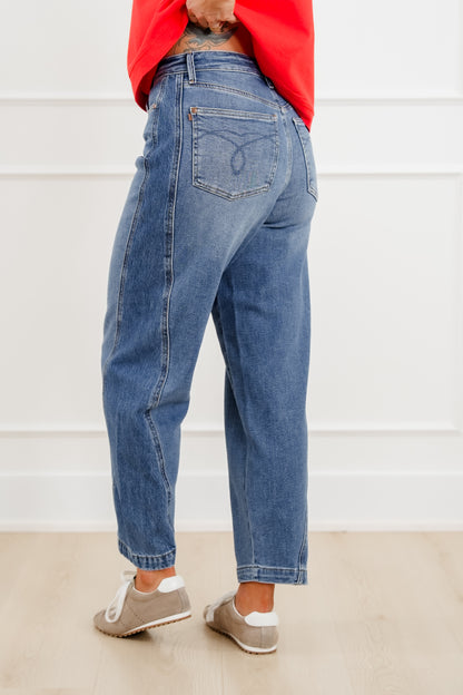 Judy Blue High Rise Medium Wash Rigid Magic Panel Barrel Jeans